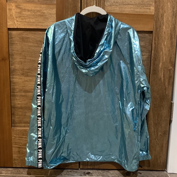 PINK Victoria’s Secret Foil Iridescent Pullover Jacket Light Blue XS/S N… - Picture 7 of 13